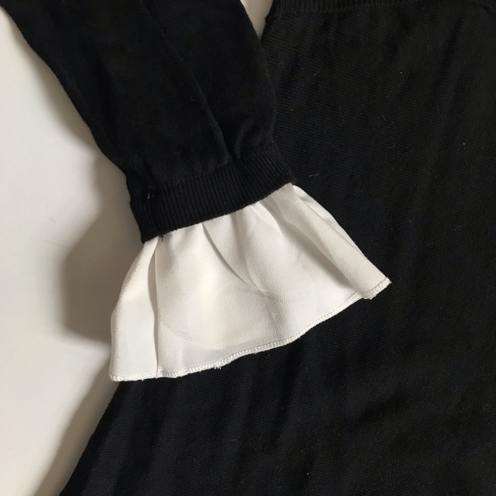 Black Dress with White Ruffle Collar and Cuffs - Women - Picture 4 of 5